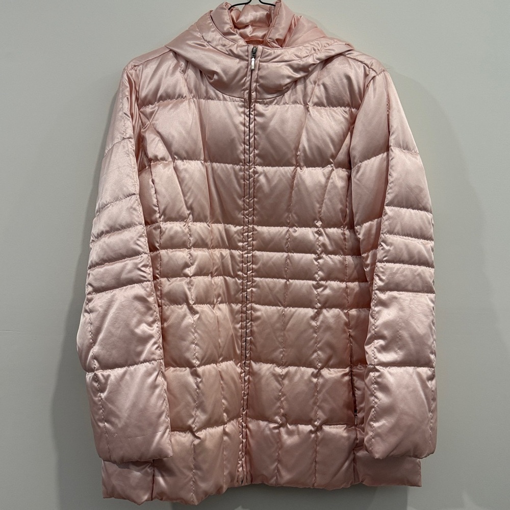 Lands End Pearl Pink Down Winter Jacket, Woman’s XL